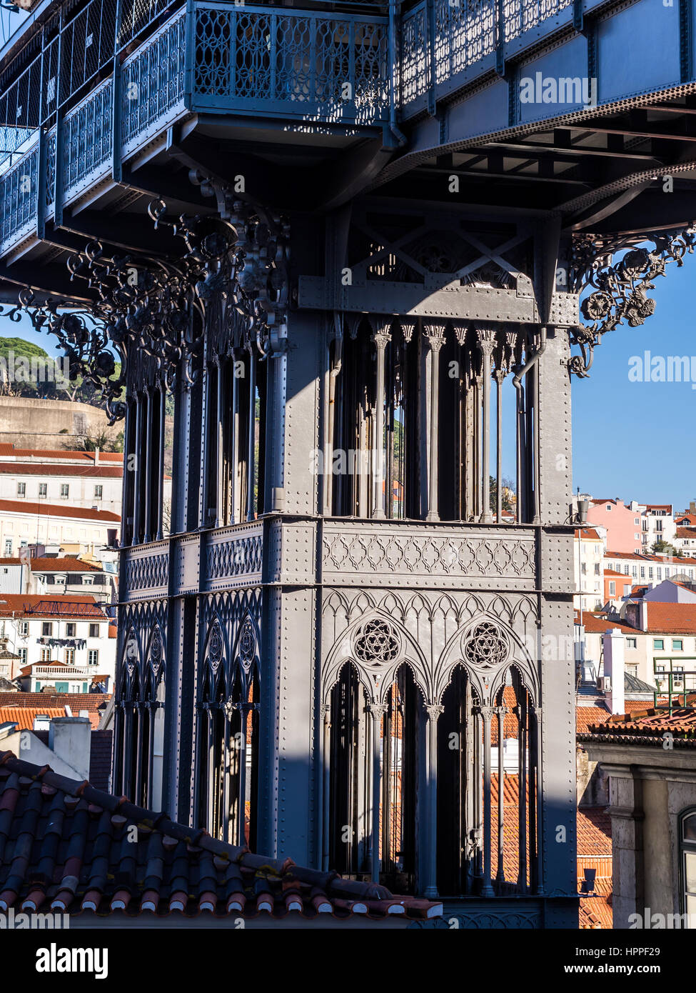The Santa Justa Lift (Portuguese: Elevador de Santa Justa) in Lisbon, Portugal Stock Photo