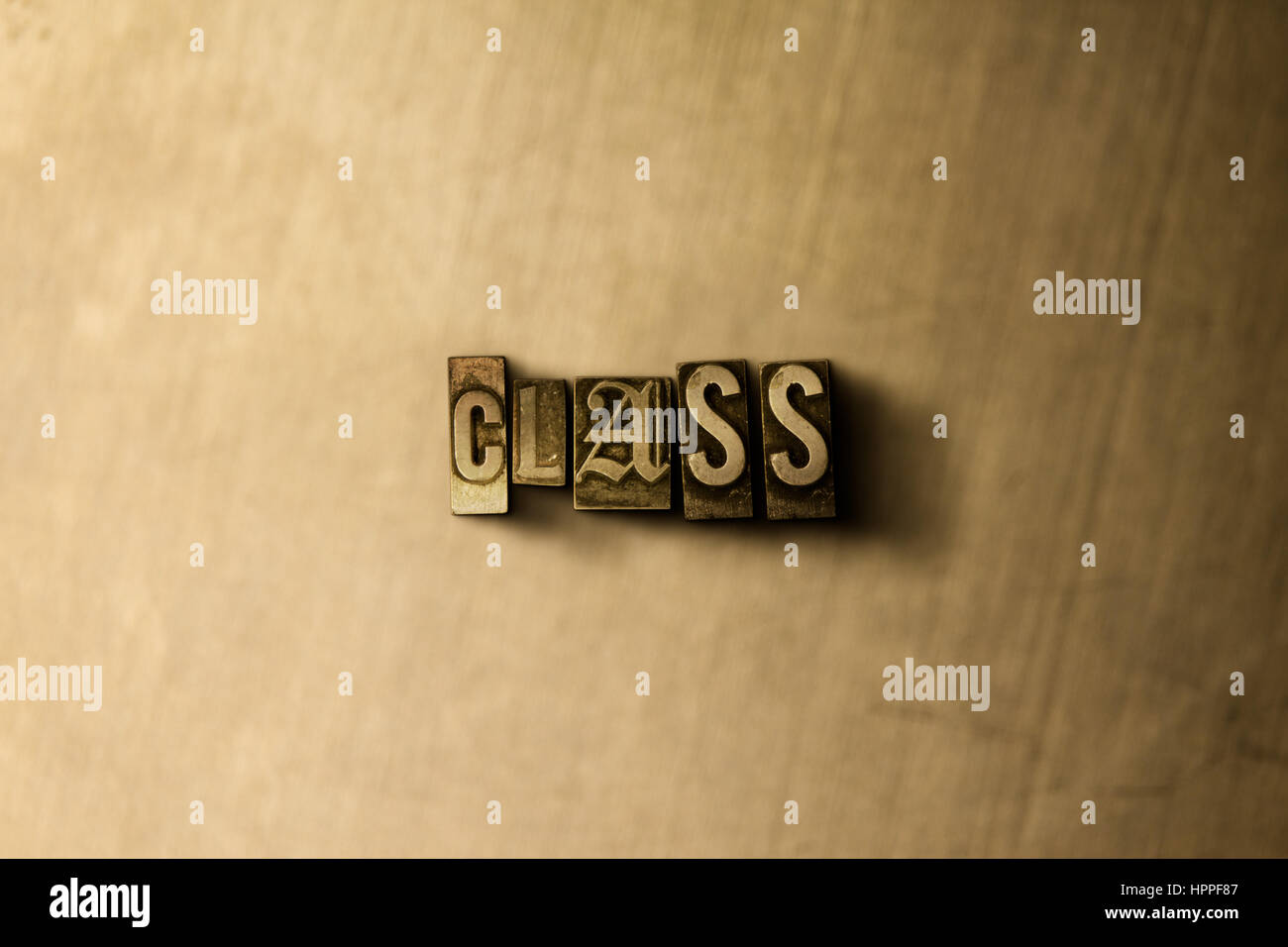 Class Close Up Of Grungy Vintage Typeset Word On Metal Backdrop