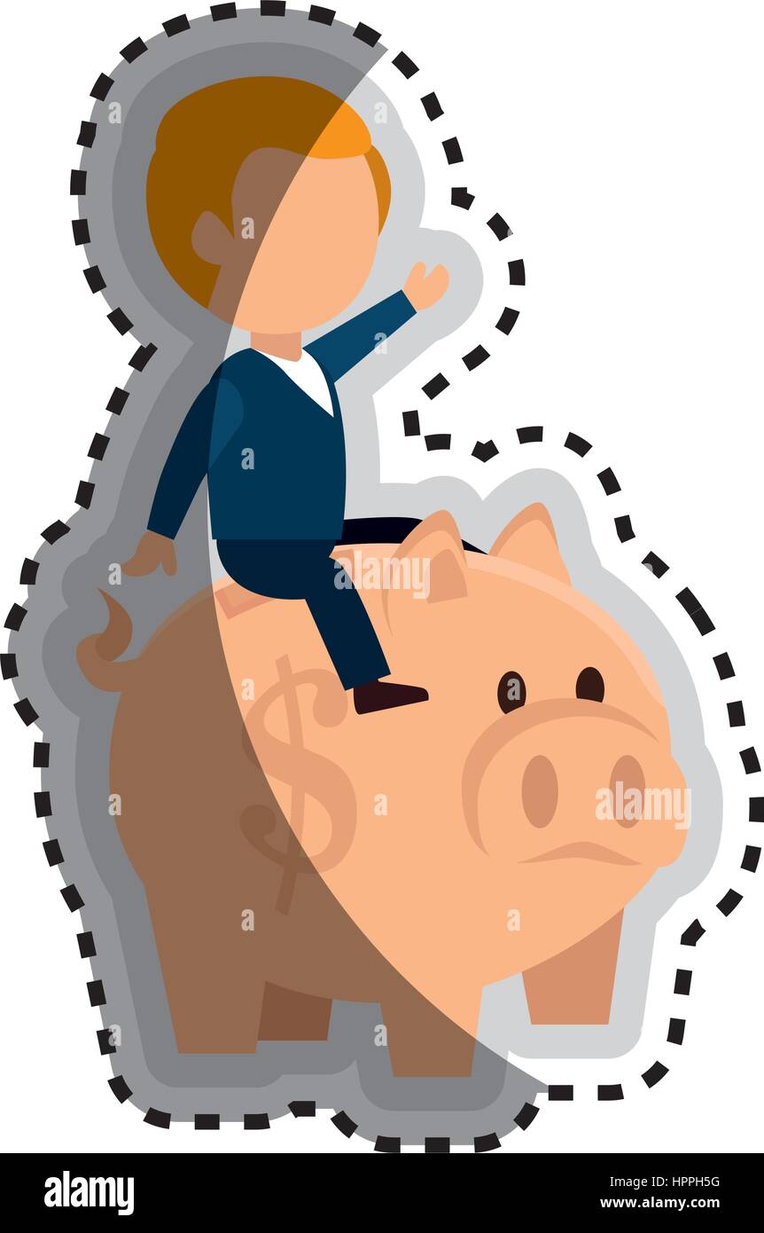 businessman character avatar with piggy Stock Vector Image & Art - Alamy
