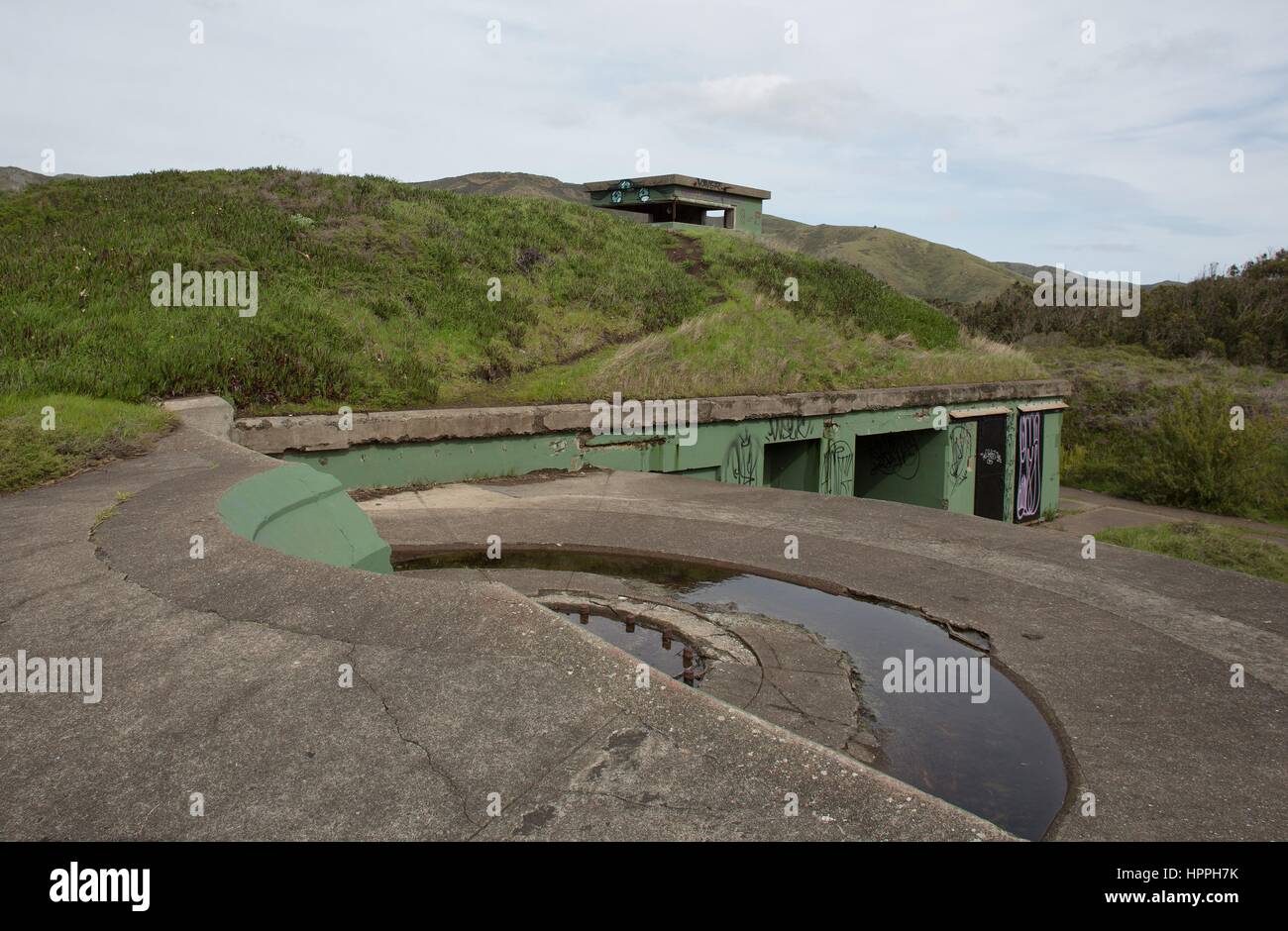 Abandoned military bunkers at the Marin Headlands, CA, USA Stock Photo