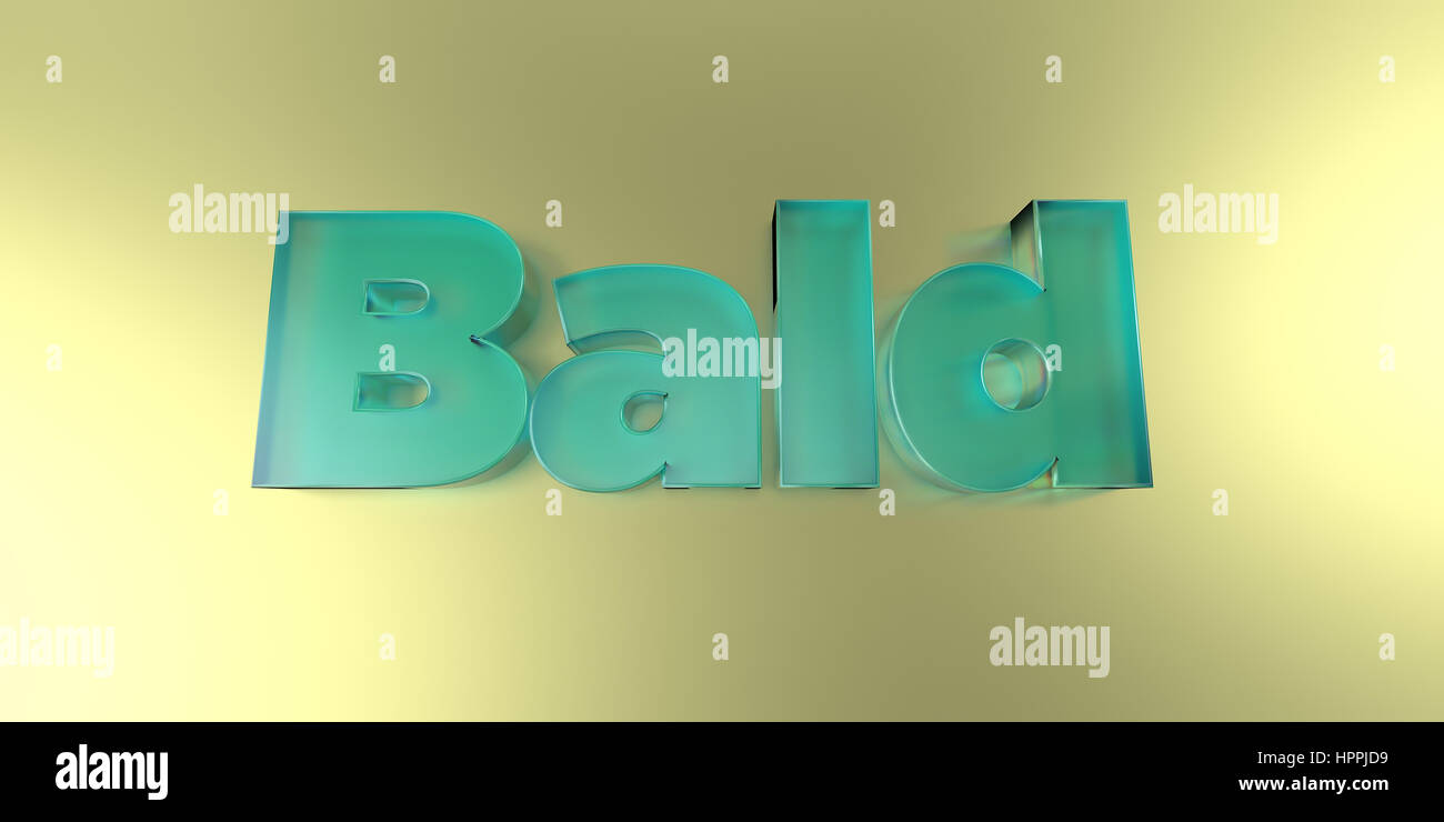 Bald - colorful glass text on vibrant background - 3D rendered royalty free stock image. Stock Photo