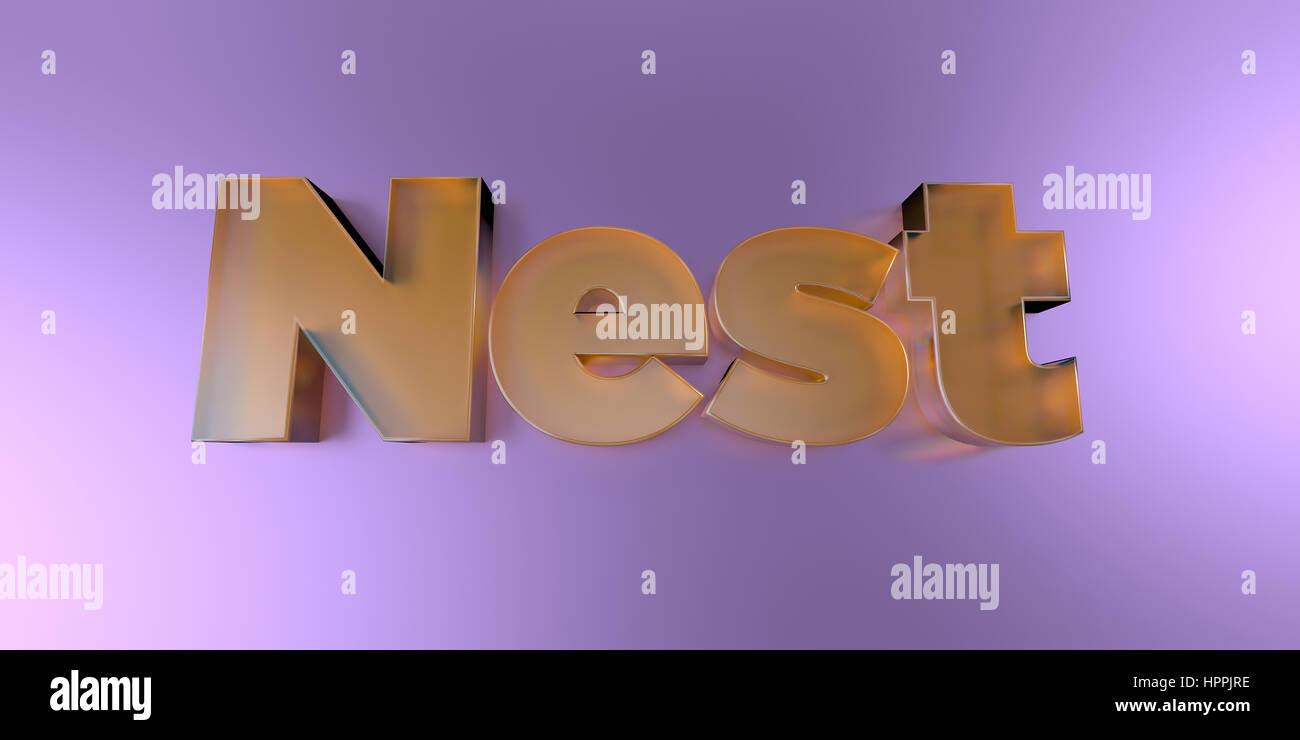 Nest - colorful glass text on vibrant background - 3D rendered royalty ...