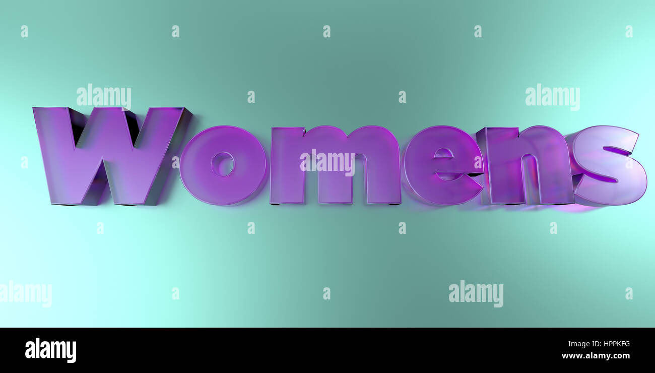 Womens - colorful glass text on vibrant background - 3D rendered royalty free stock image. Stock Photo