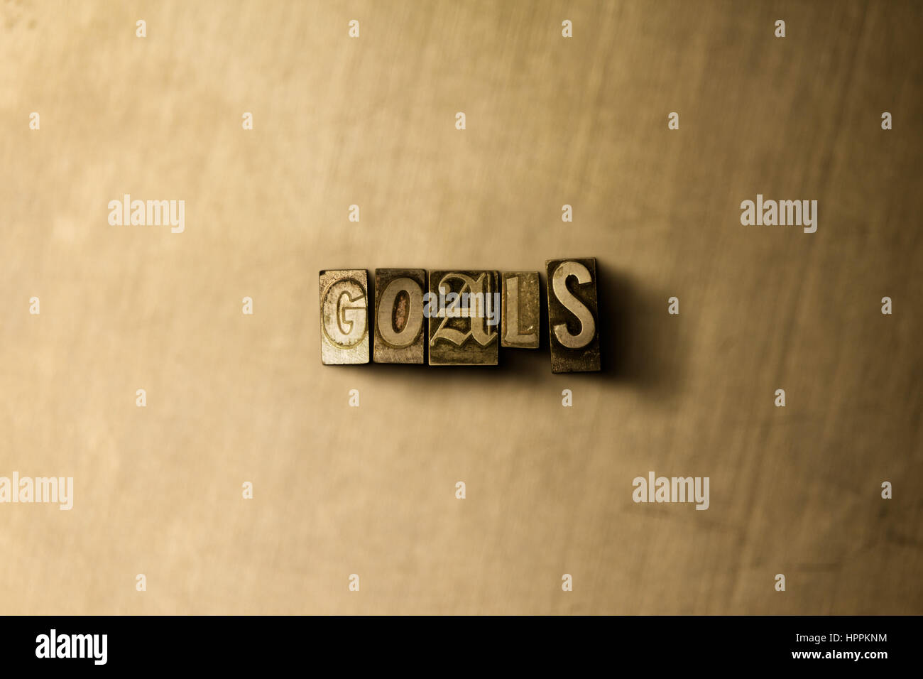 Goals Close Up Of Grungy Vintage Typeset Word On Metal Backdrop