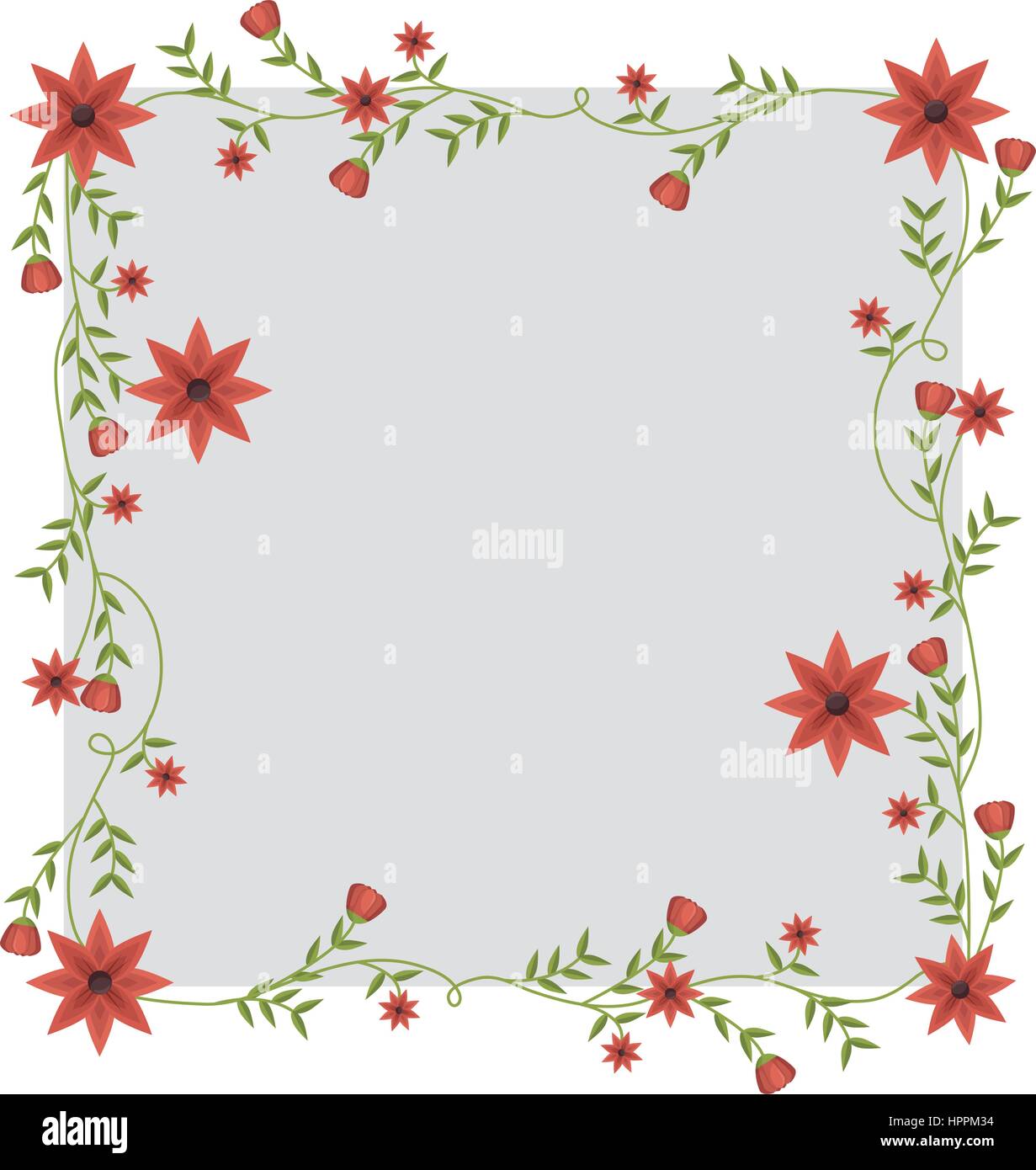 square frame with creepers and red flowers Stock Vector Image & Art - Alamy