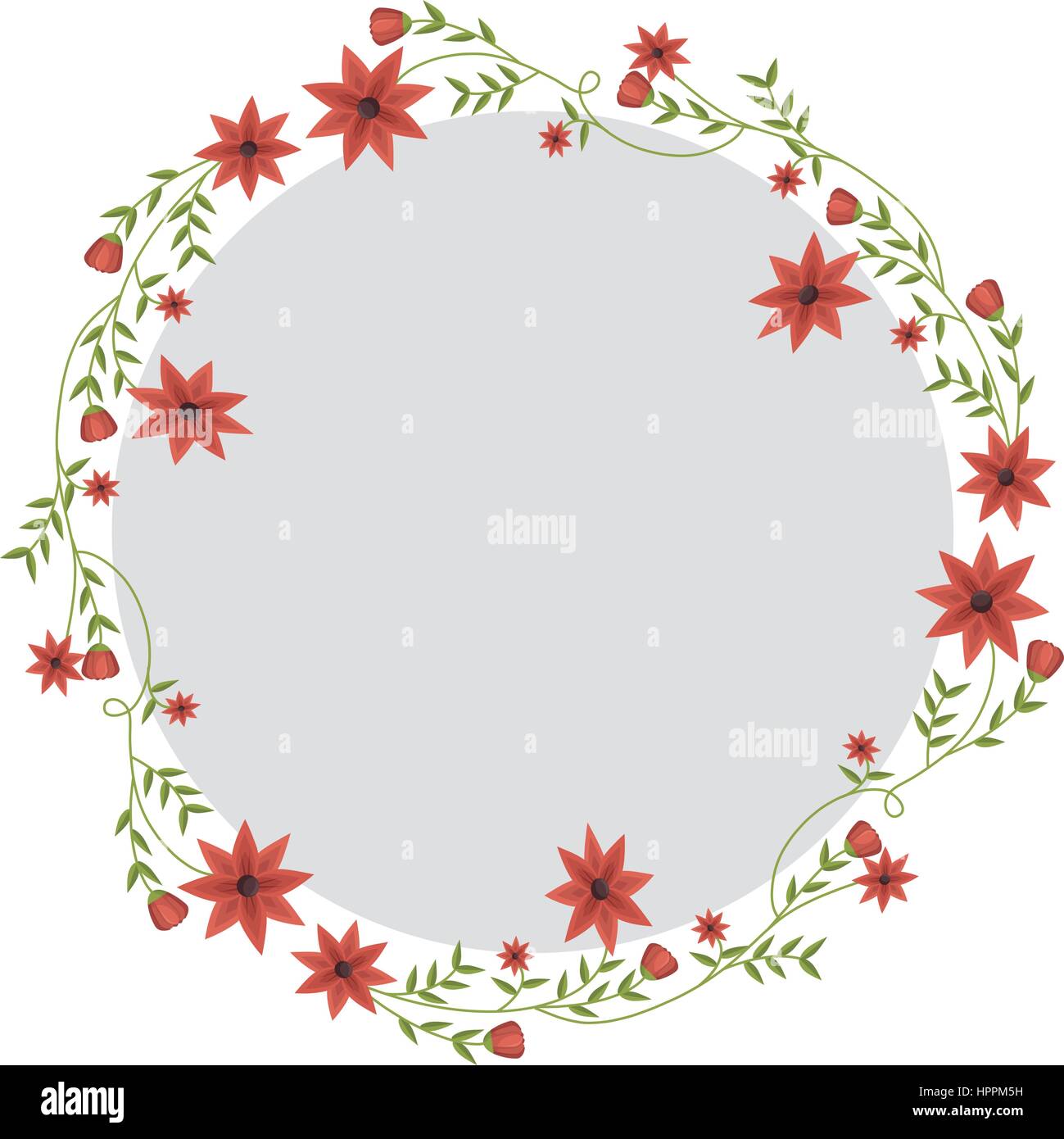circular frame with creepers and red flowers Stock Vector Image & Art ...