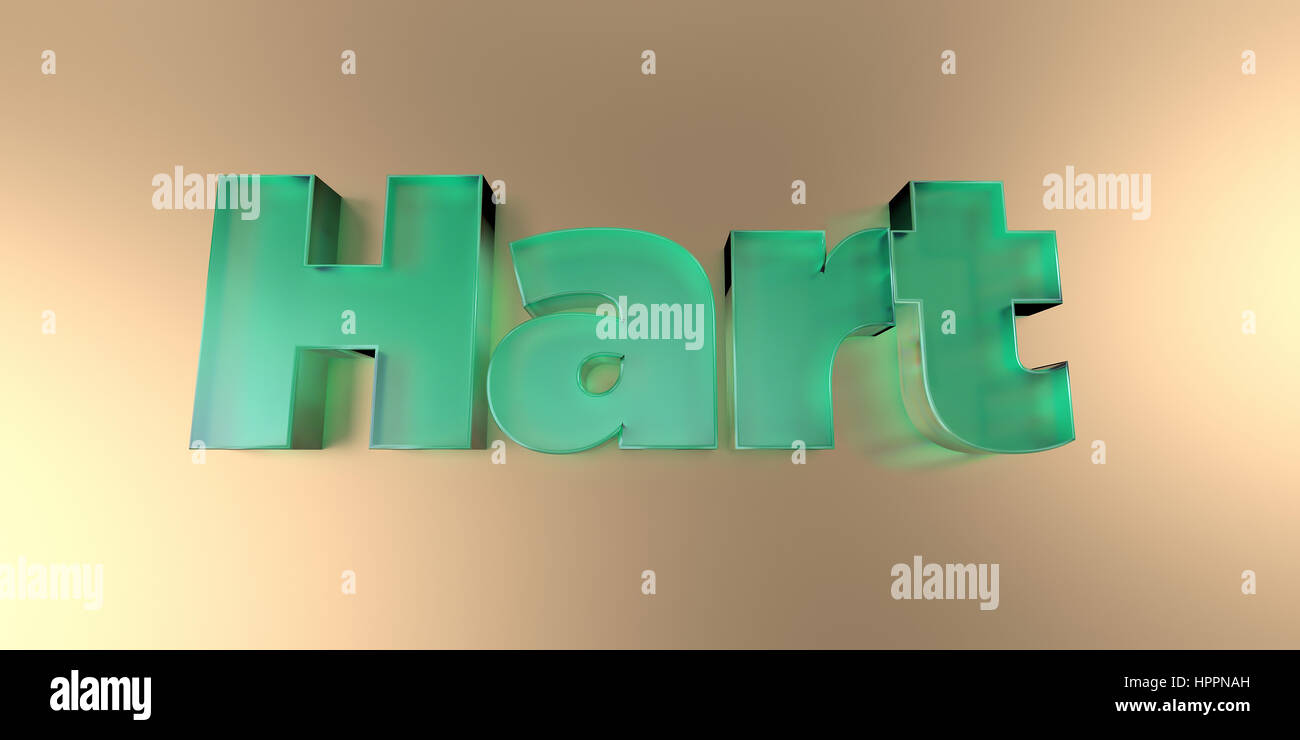 Hart - colorful glass text on vibrant background - 3D rendered royalty free stock image. Stock Photo