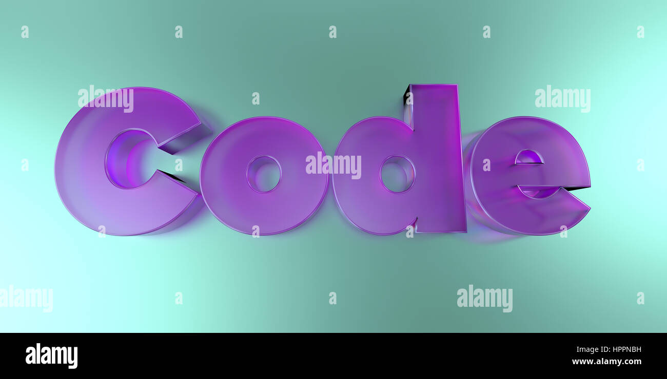 Code - colorful glass text on vibrant background - 3D rendered royalty ...