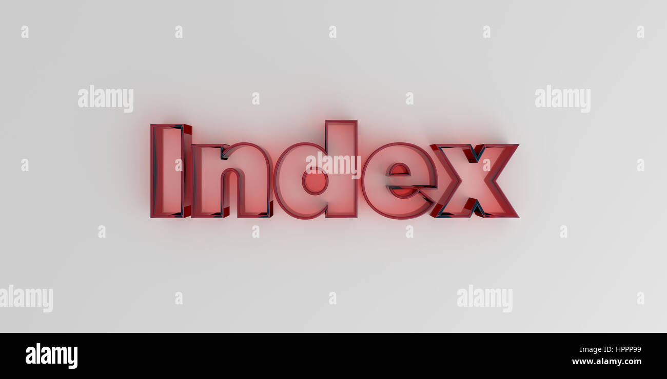 Red Index Image Index - Red glass text on white background - 3D rendered royalty free ...