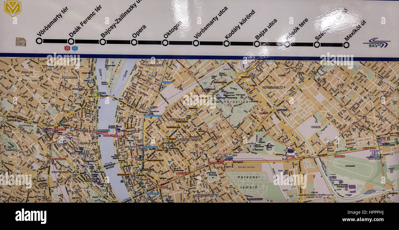 Budapest Line 1 Metro Map Hungary Stock Photo Alamy