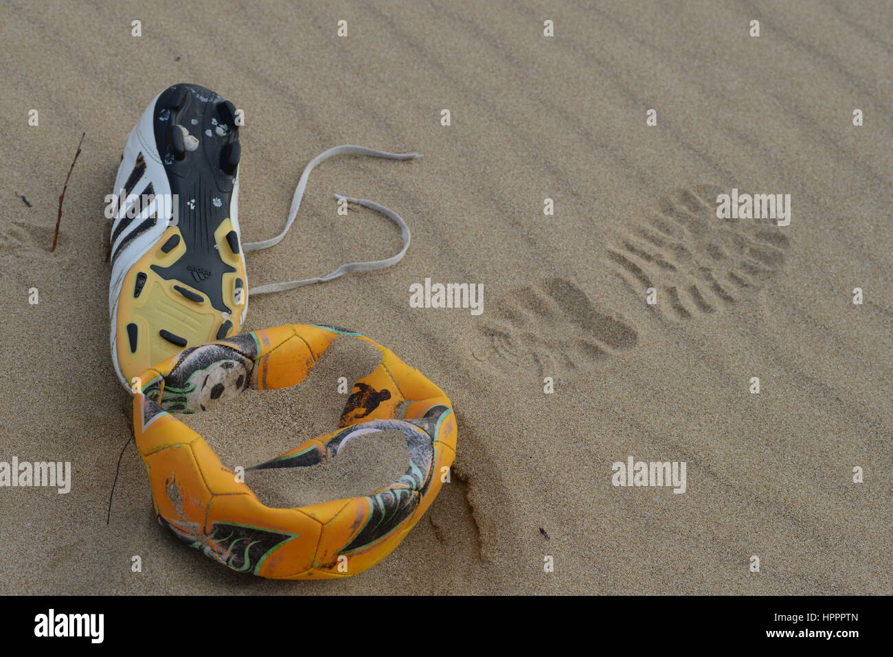 Rubbishes on the beach. Stock Photo