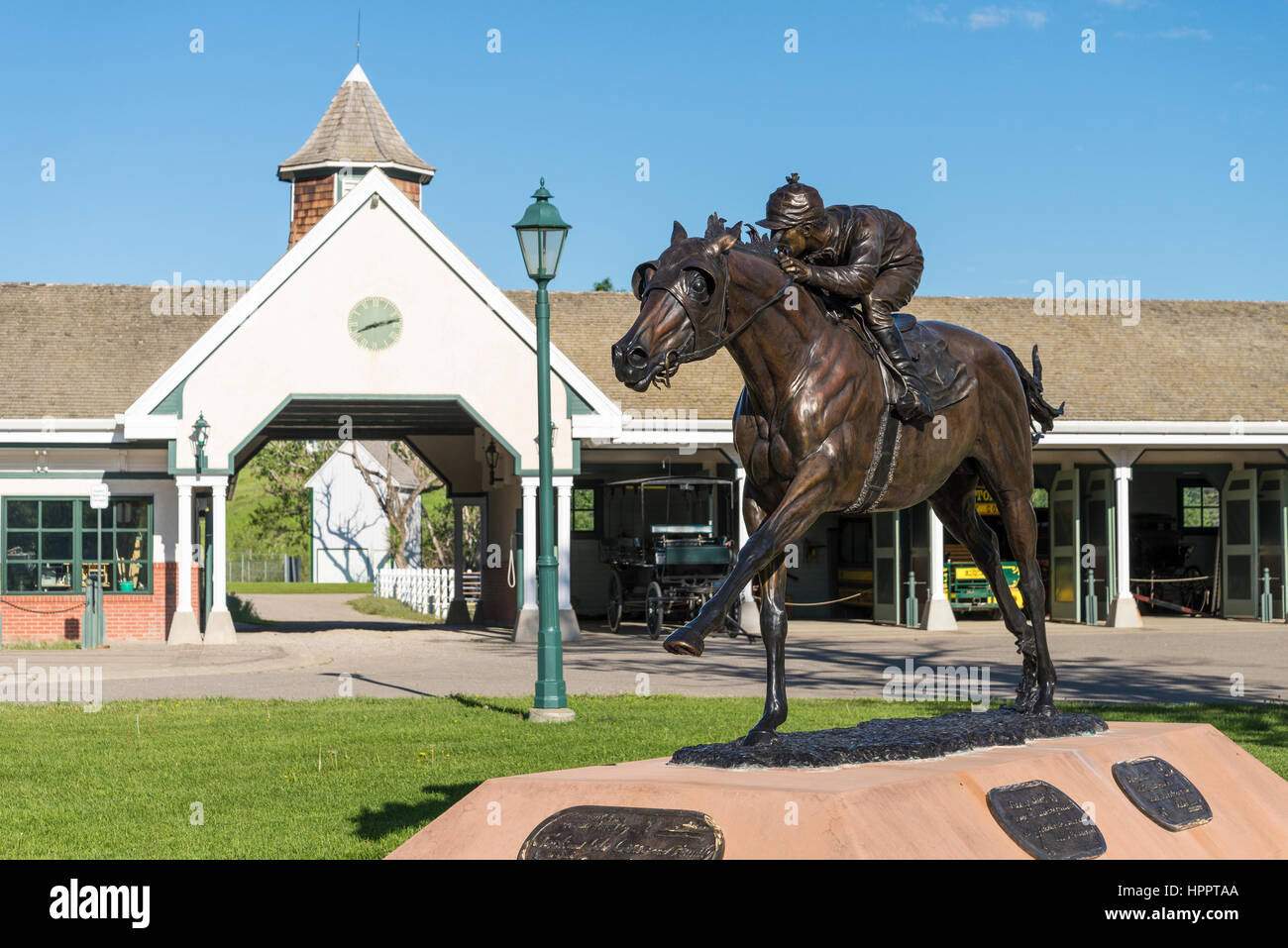 Statue of Jockey, Woolf, riding 'Sea Biscuit" The Remington