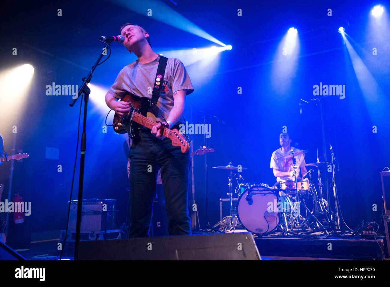 Evan Stephens Hall of Pinegrove performs at Scala, London on February 24, 2017. Stock Photo