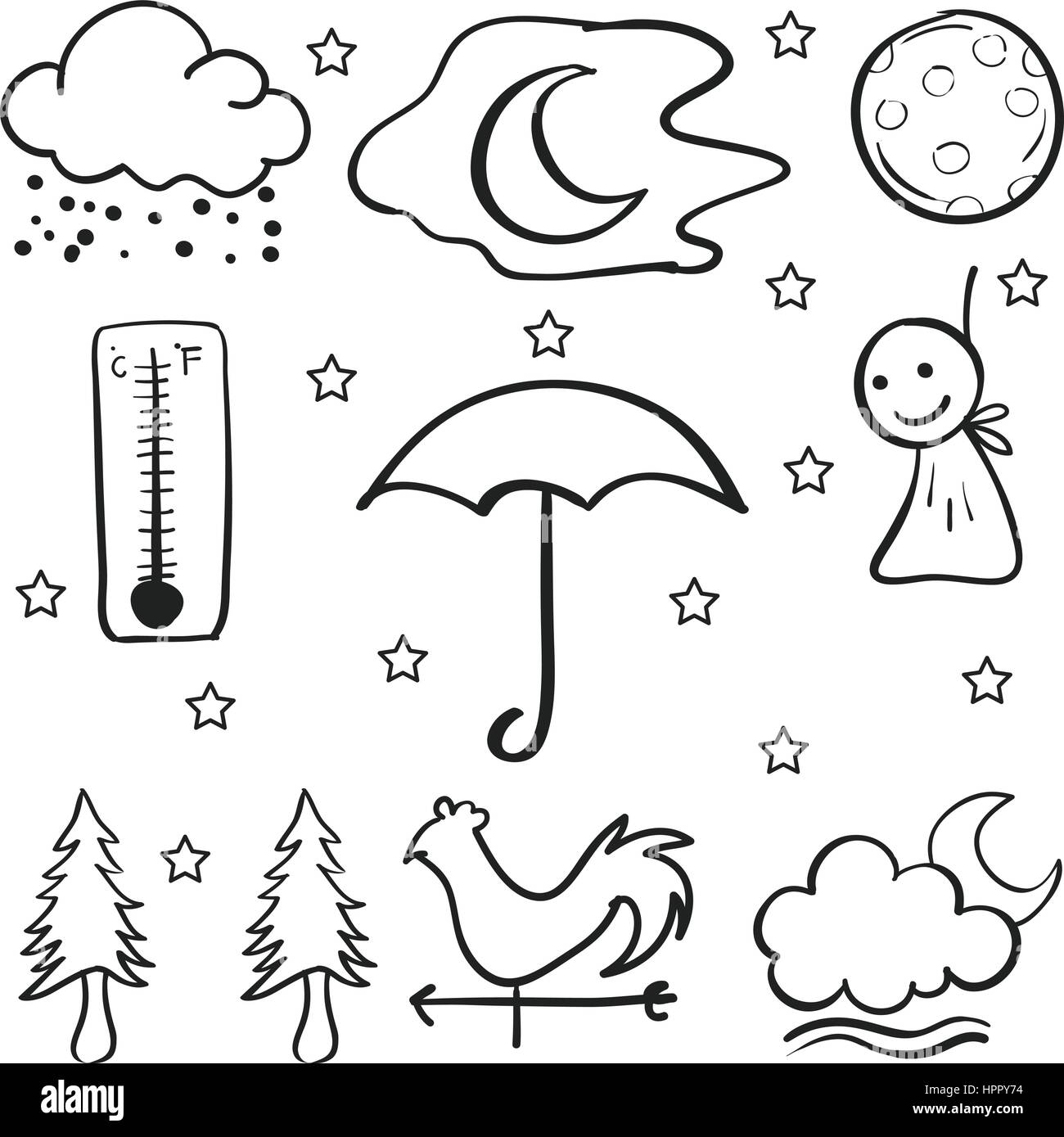 Doodle of weather object collection stock Stock Vector Image & Art - Alamy