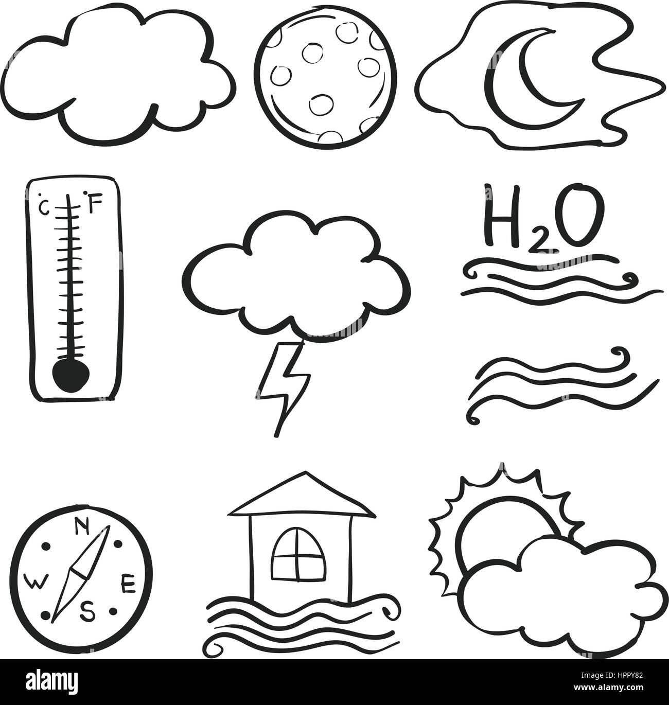 Doodle of weather element set vector Stock Vector Image & Art - Alamy