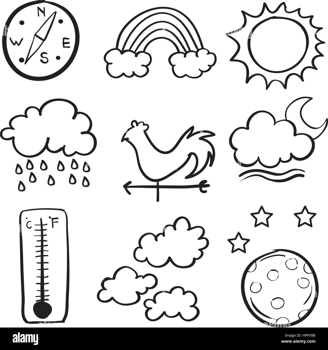 Vector art of weather doodle set Stock Vector Image & Art - Alamy