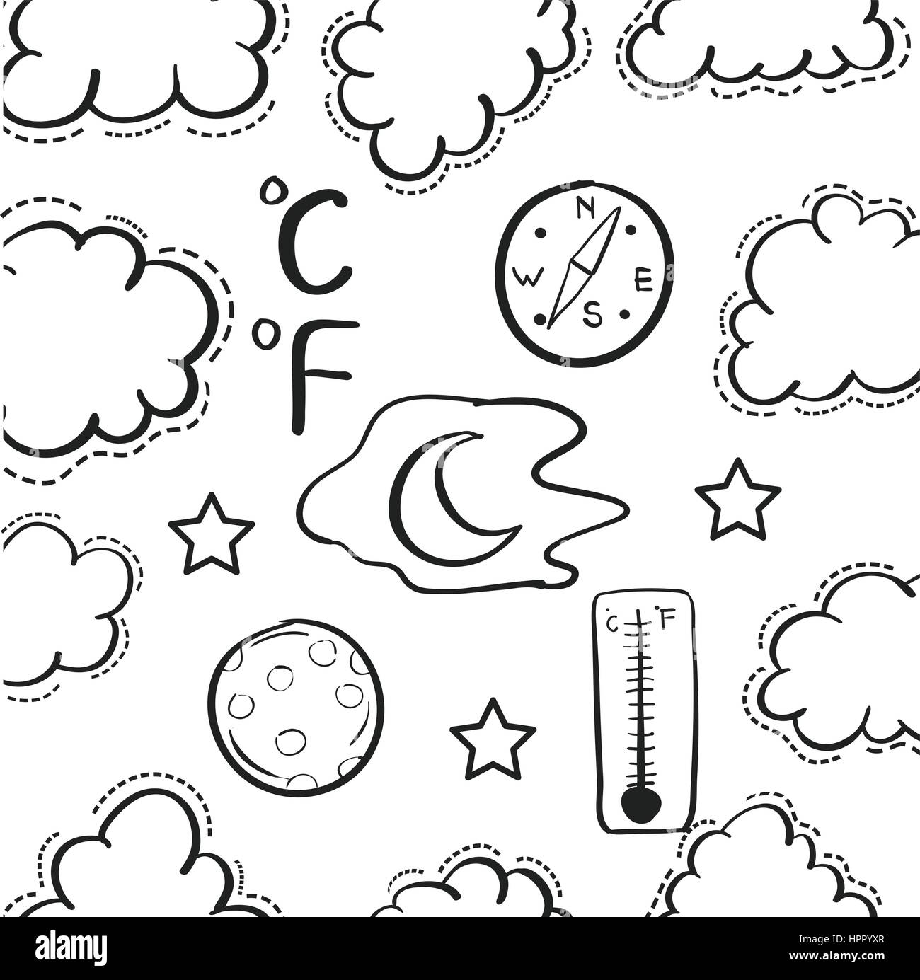 Illustration vector of weather doodle set Stock Vector Image & Art - Alamy