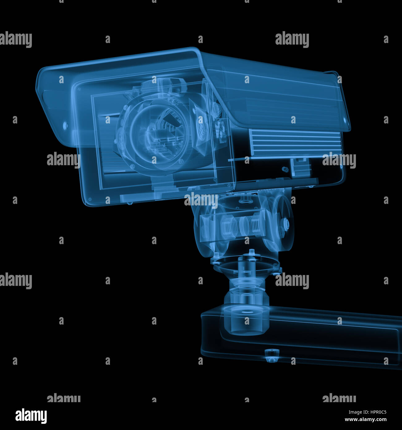 3d rendering x ray security camera or cctv camera isolated on black ...