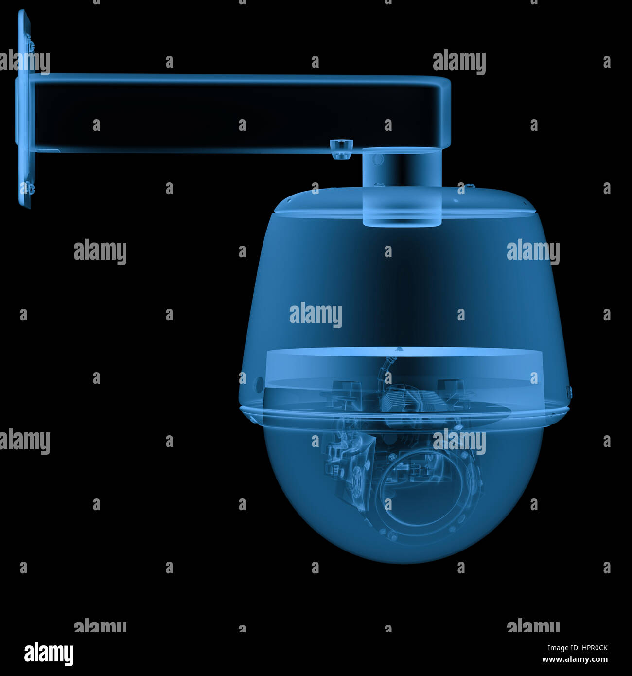 3d rendering x ray security camera or cctv camera isolated on black ...
