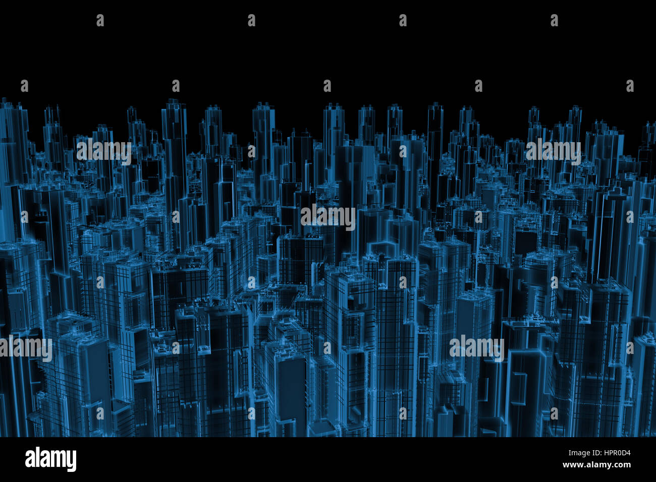 3d rendering x ray urban city isolated on black Stock Photo