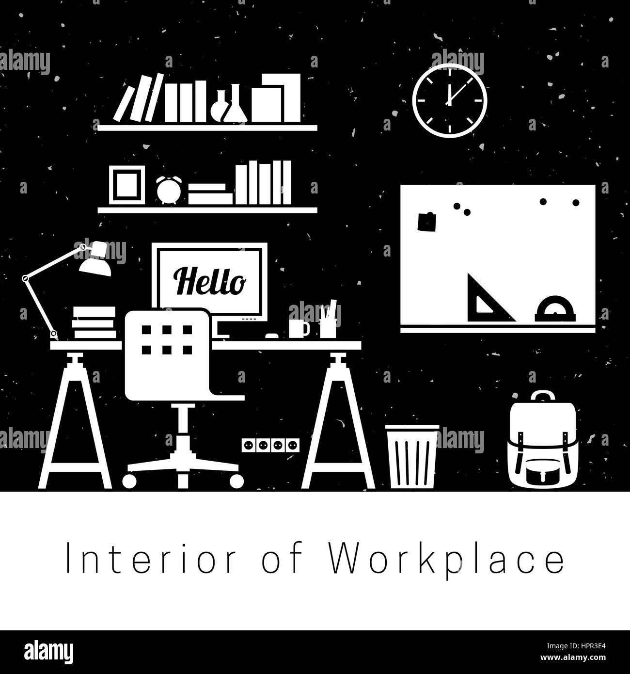 Modern workplace vector Black and White Stock Photos & Images - Alamy