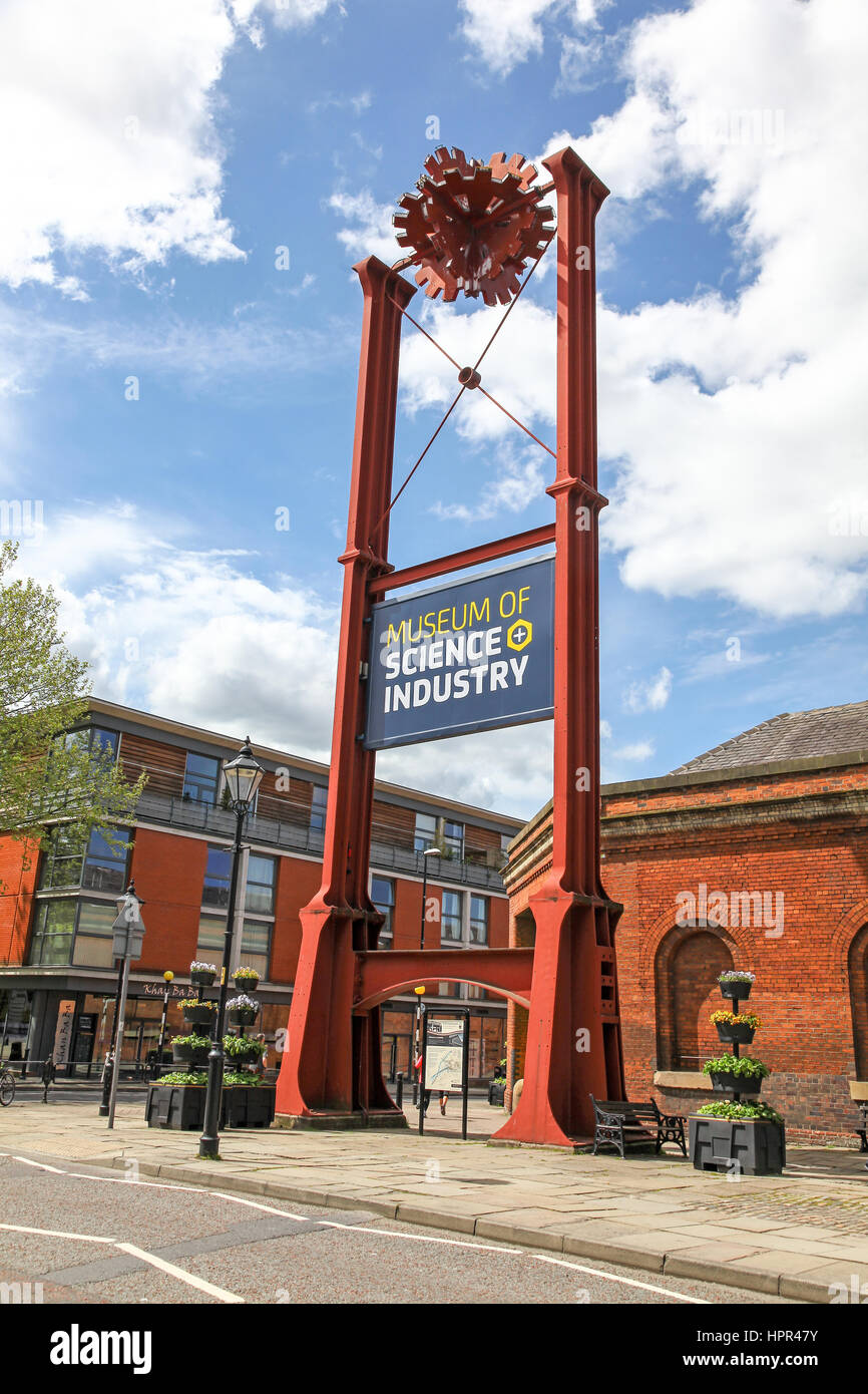 The sign outside the entrance to The Manchester Museum of Science and
