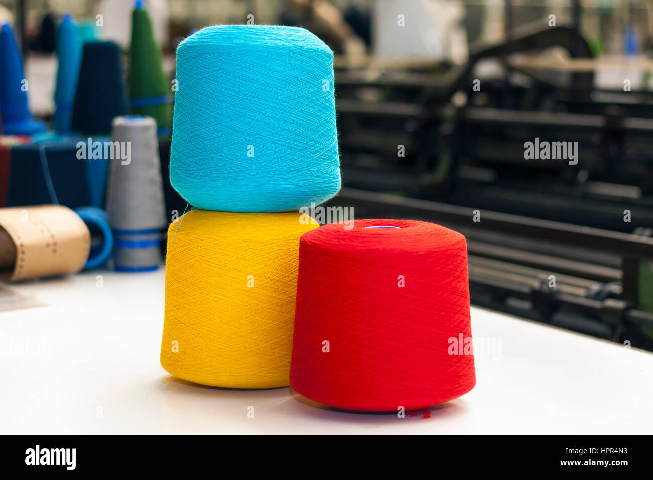 Cone fiber with several colors use in textyle industry Stock Photo