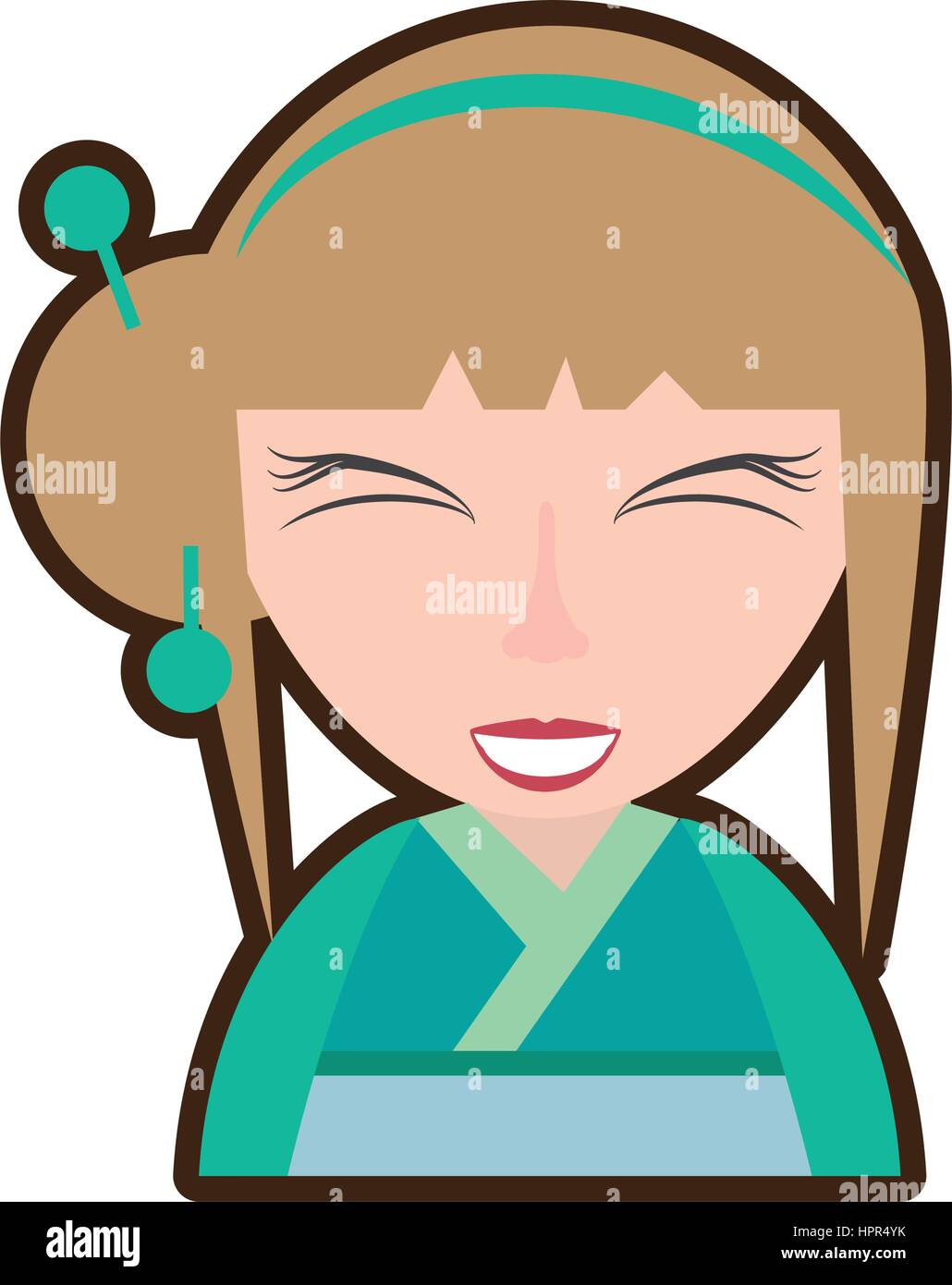cartoon pretty geisha green kimono Stock Vector Image & Art - Alamy