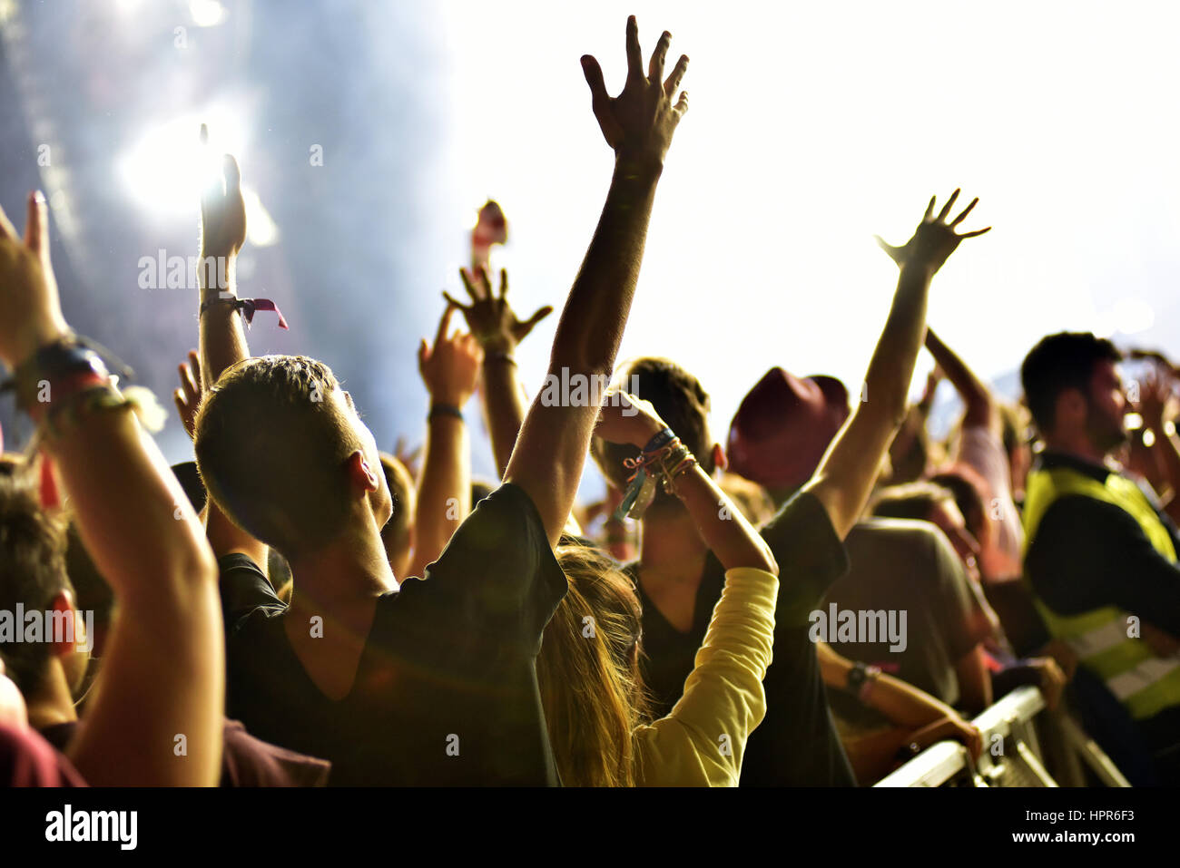 Hands raised crowd hi-res stock photography and images - Alamy