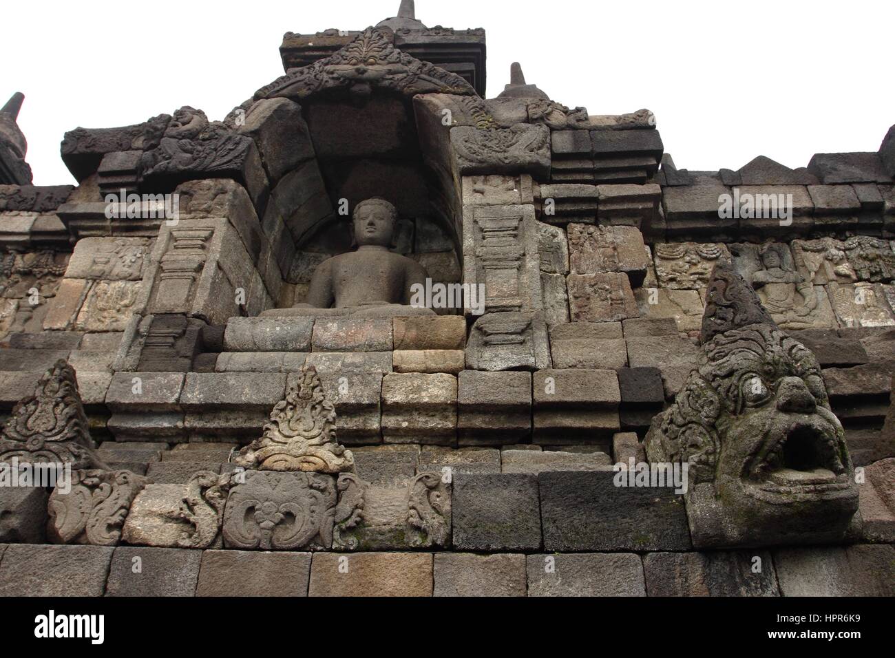 Buddha statue in stupa, Borobudur, near Yogyakarta, Java, Indonesia ...