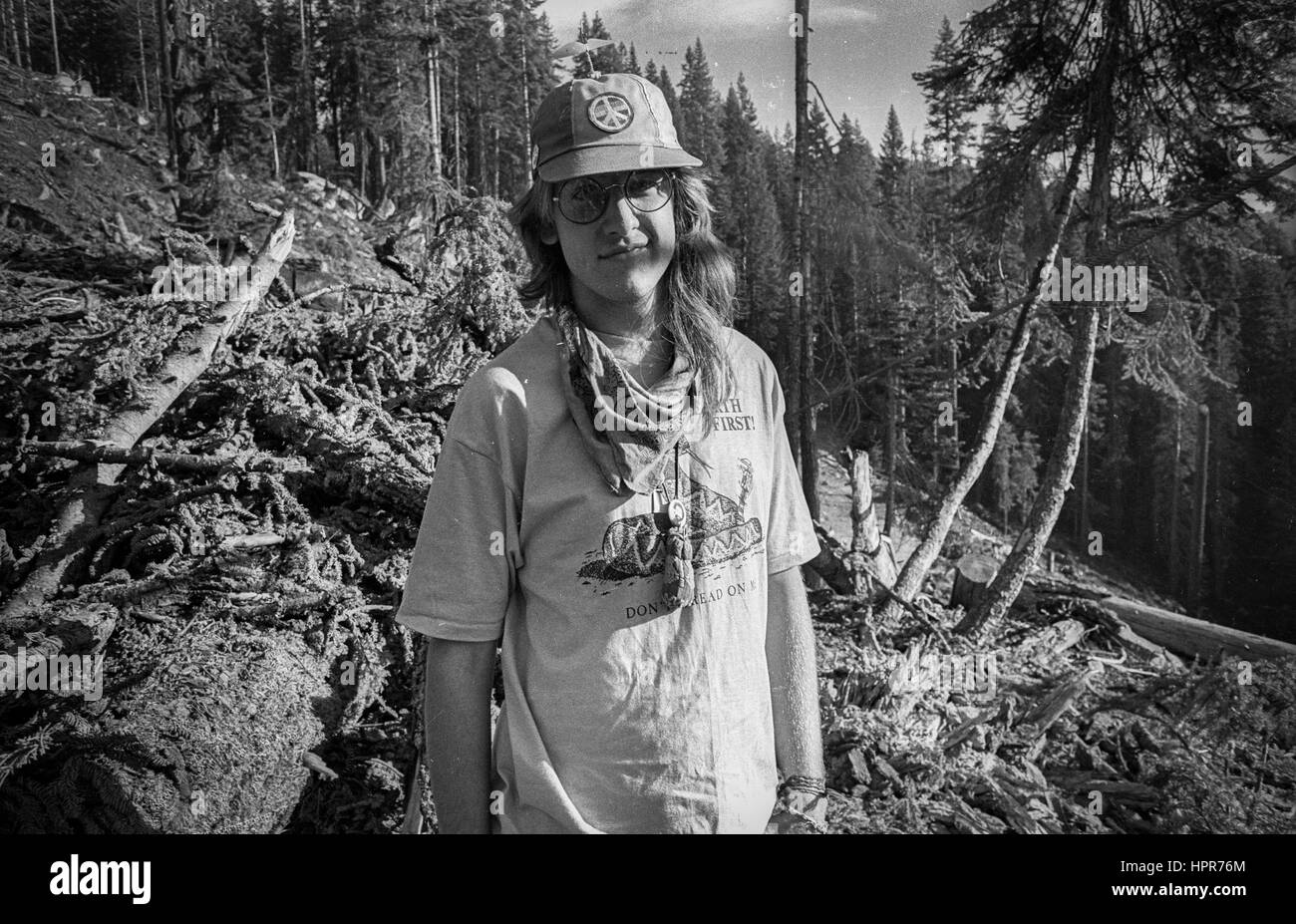 Earth First! Redwood Summer. Sequoia National Forest. 1989 (Photo by Jeremy Hogan) Stock Photo