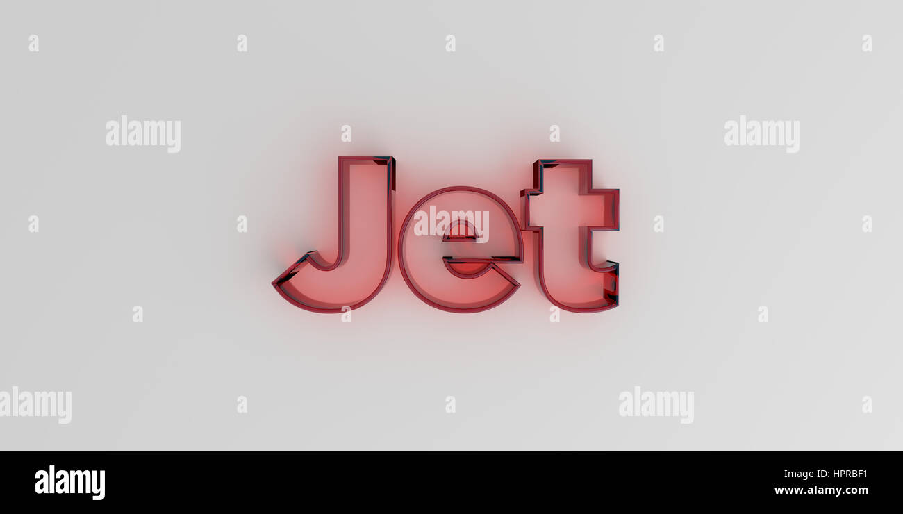 Jet Text Design Jet - Red glass text on white background - 3D rendered royalty free ...
