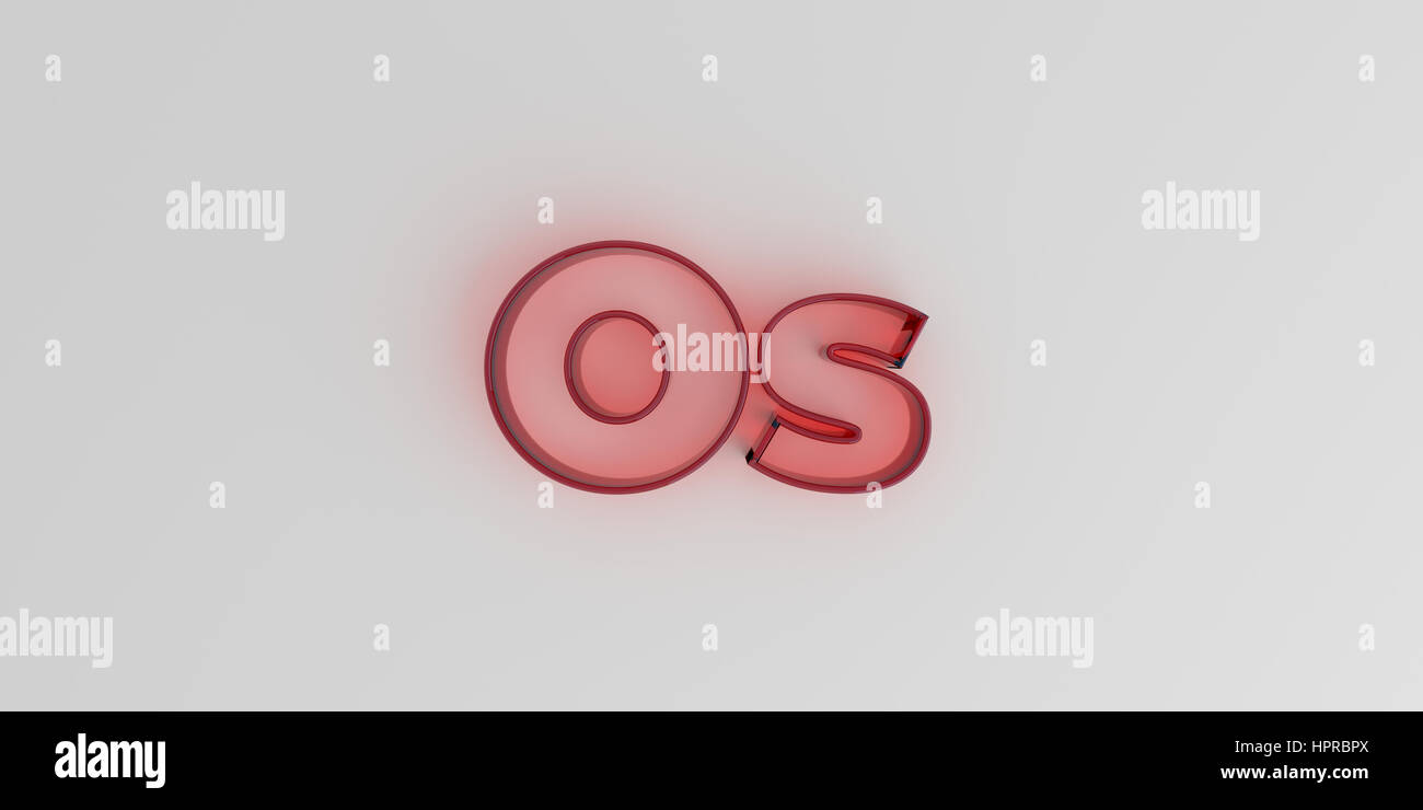 Red Os Letters Os - Red glass text on white background - 3D rendered royalty free ...