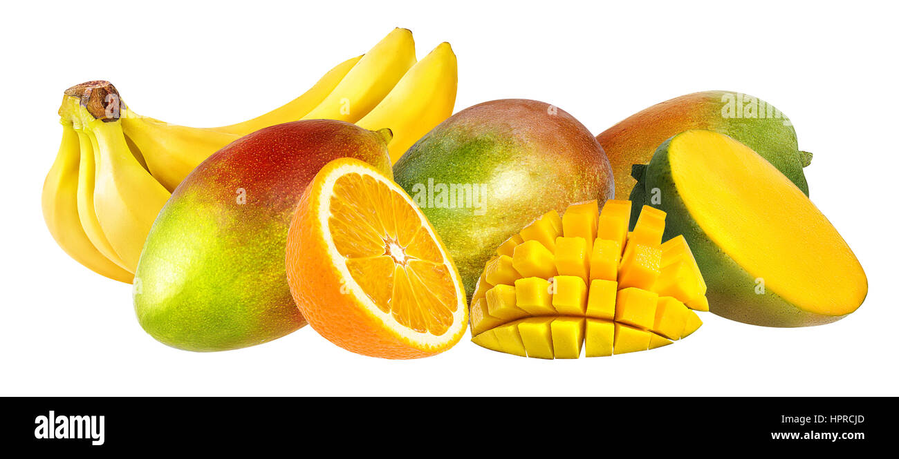banana, mango fruit and orange isolated on white Stock Photo Alamy