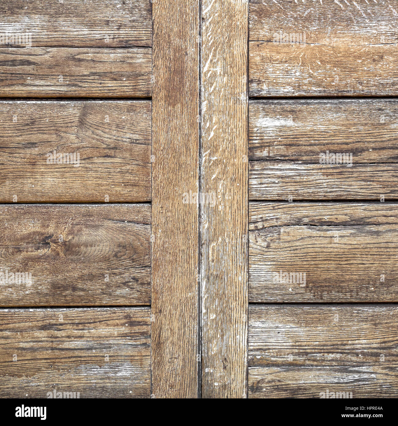 Old vintage planked wood table, top view from above Stock Photo - Alamy