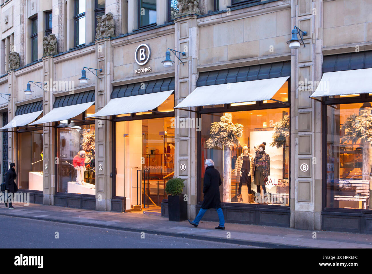 Europe, Germany, Cologne, display windows of the Bogner fashion stores on the street Brueckenstrasse in the city. Stock Photo