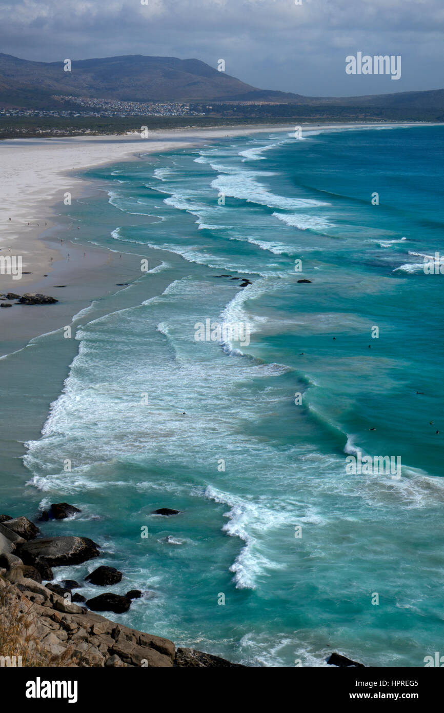 View along Atlantic Coast towards Camps Bay and Lions Head,Chapman's Peak Drive Road,Cape Town, South Africa Stock Photo