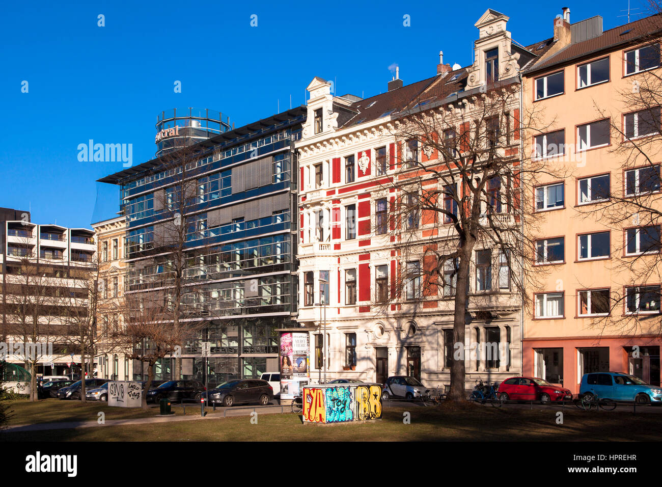 Europe, Germany, North Rhine-Westphalia, Cologne, houses on the Adolf-Fischer street/Hansa square. Stock Photo