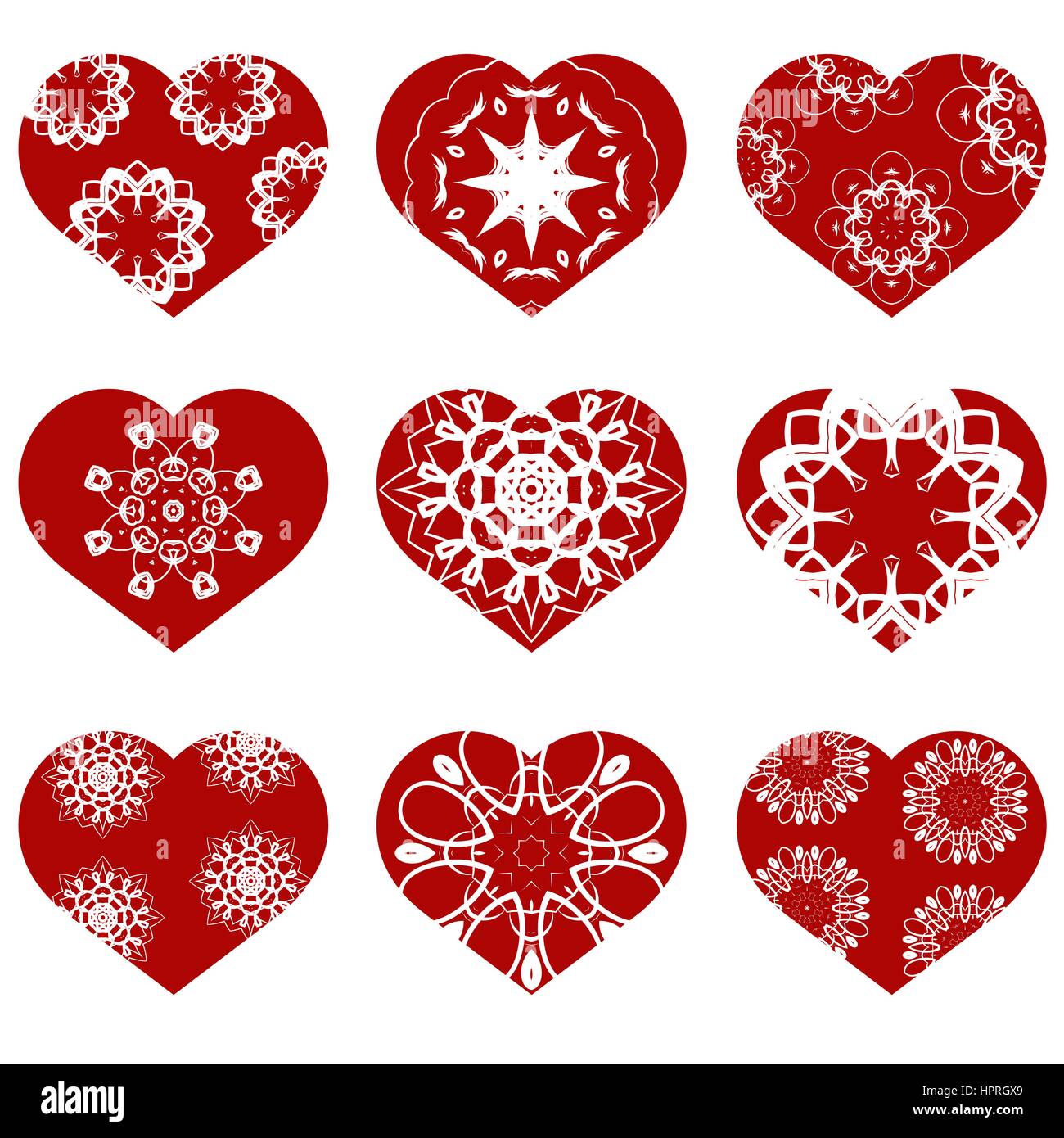 Romantic Red Heart Set. Symbol of Valentines Day Stock Vector Image ...