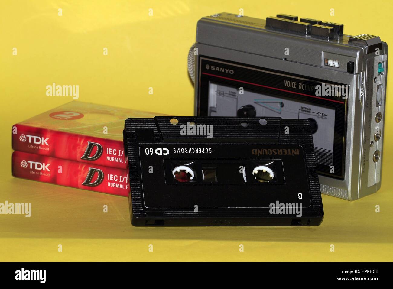 Analog voice recorder Sanyo. The storage medium is a cassette. In the