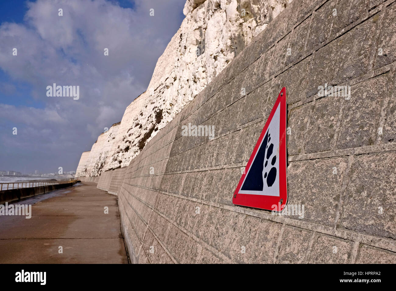 Chalk cliff erosion along the undercliff walk between Brighton and