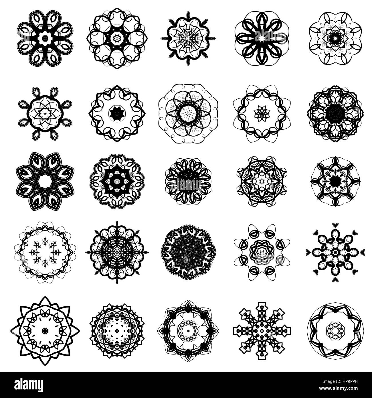 Set of Different Tribal Rosette Tattoo Design Isolated on White Background.  Polynesian Design Stock Photo - Alamy
