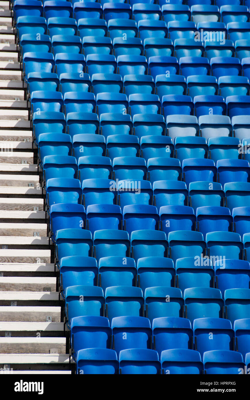 Blue seats for an event in Edinburgh, Scotland Stock Photo