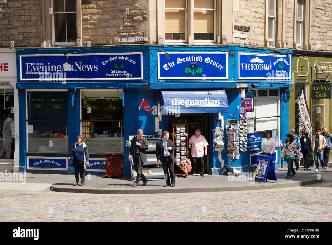 Shop on the corner of Jeffrey Street and The Royal Mile in Edinburgh, Scotland Stock Photo