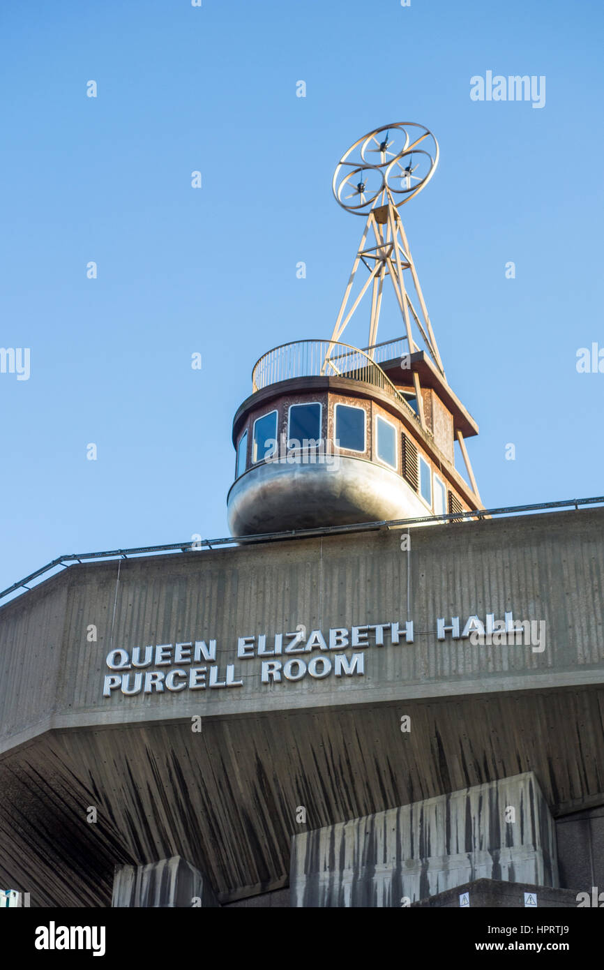 Queen Elizabeth Hall and Purcell Room sign on the Southbank, London, UK Stock Photo