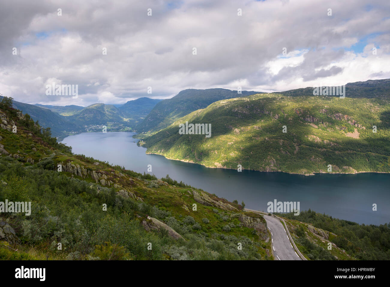 view from Stegastein view point on the Sognefjord in Norway Stock Photo