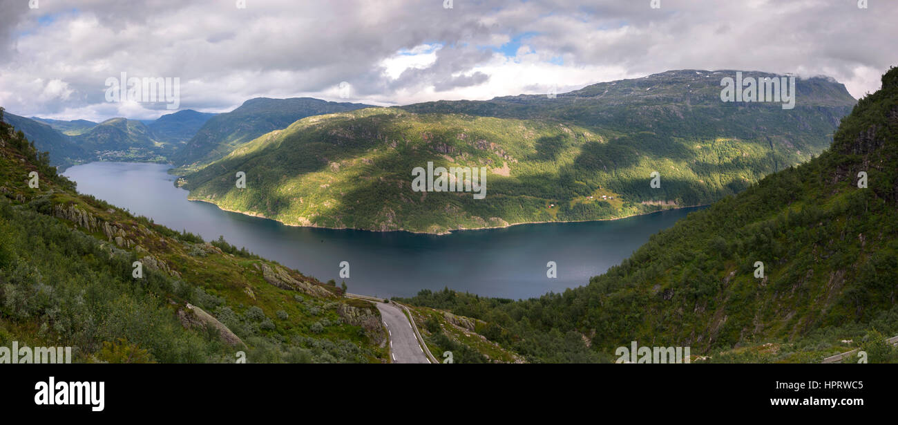 view from Stegastein view point on the Sognefjord in Norway Stock Photo