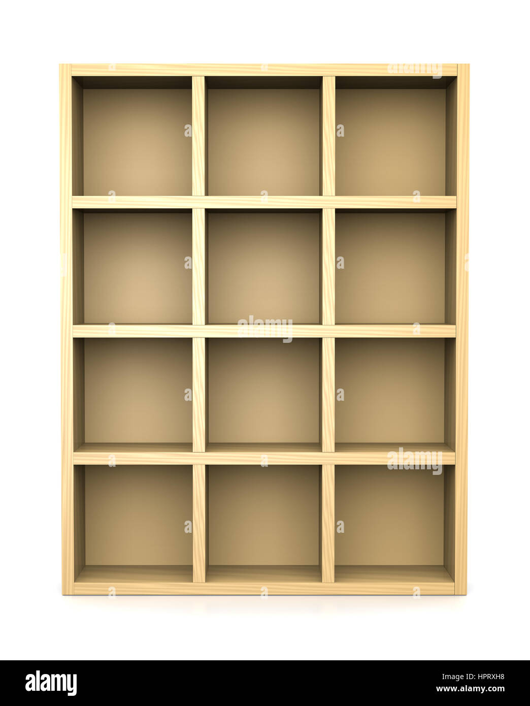Empty Wooden Bookshelf on White Background Stock Photo Alamy