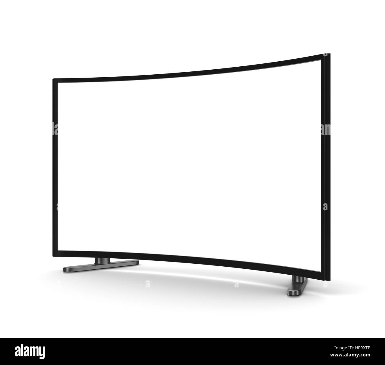 Modern Tv Set with Blank Curved Screen on White Background 3D Illustration Stock Photo