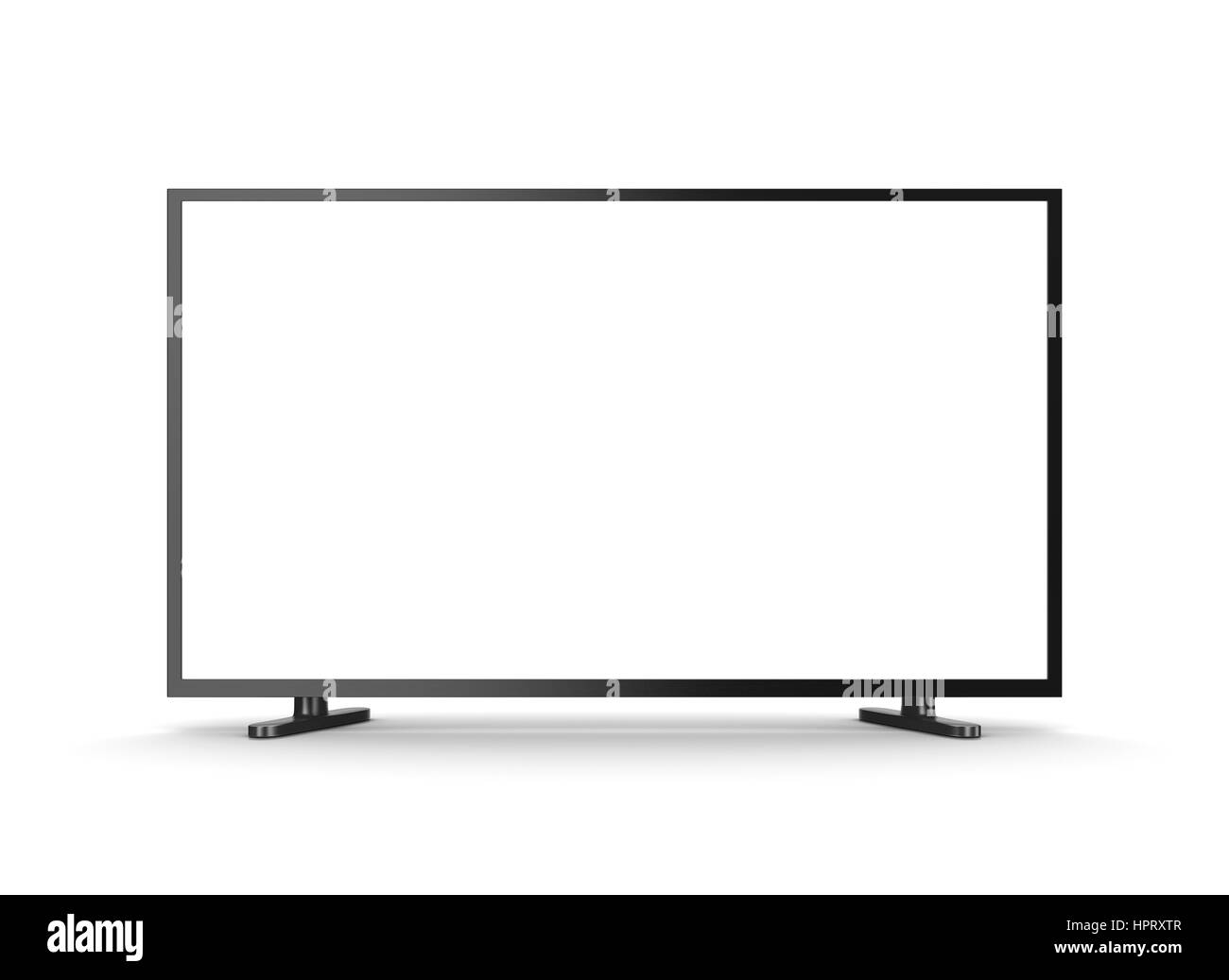 Television Set with White Blank Screen on White Background 3D Illustration, Front View Stock Photo